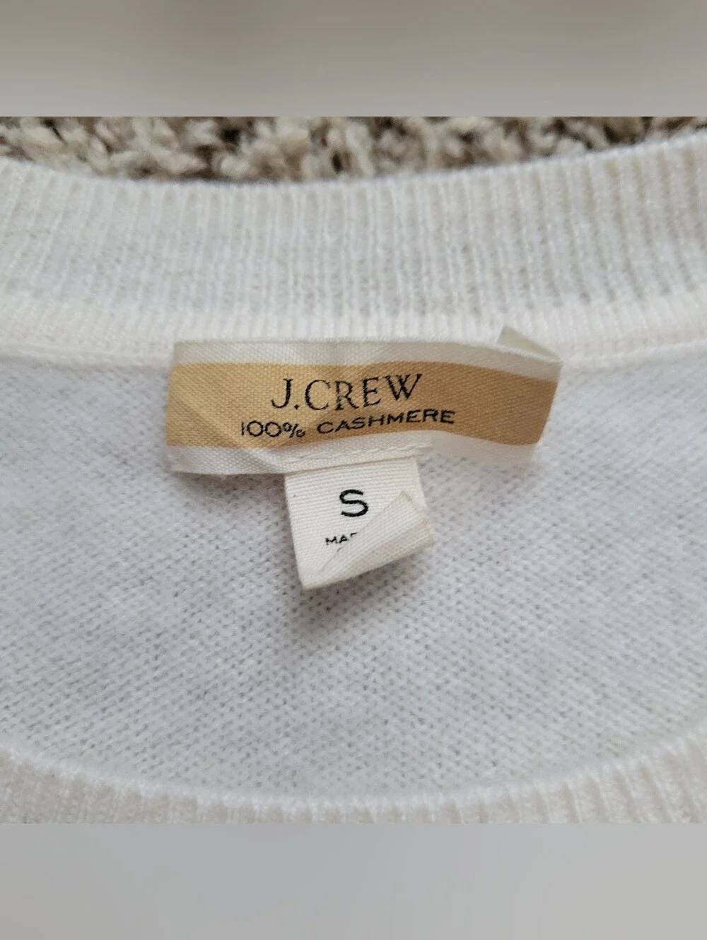 J. Crew 100% Cashmere Crewneck Boyfriend Sweater Ivory Cream Crew Neck Small